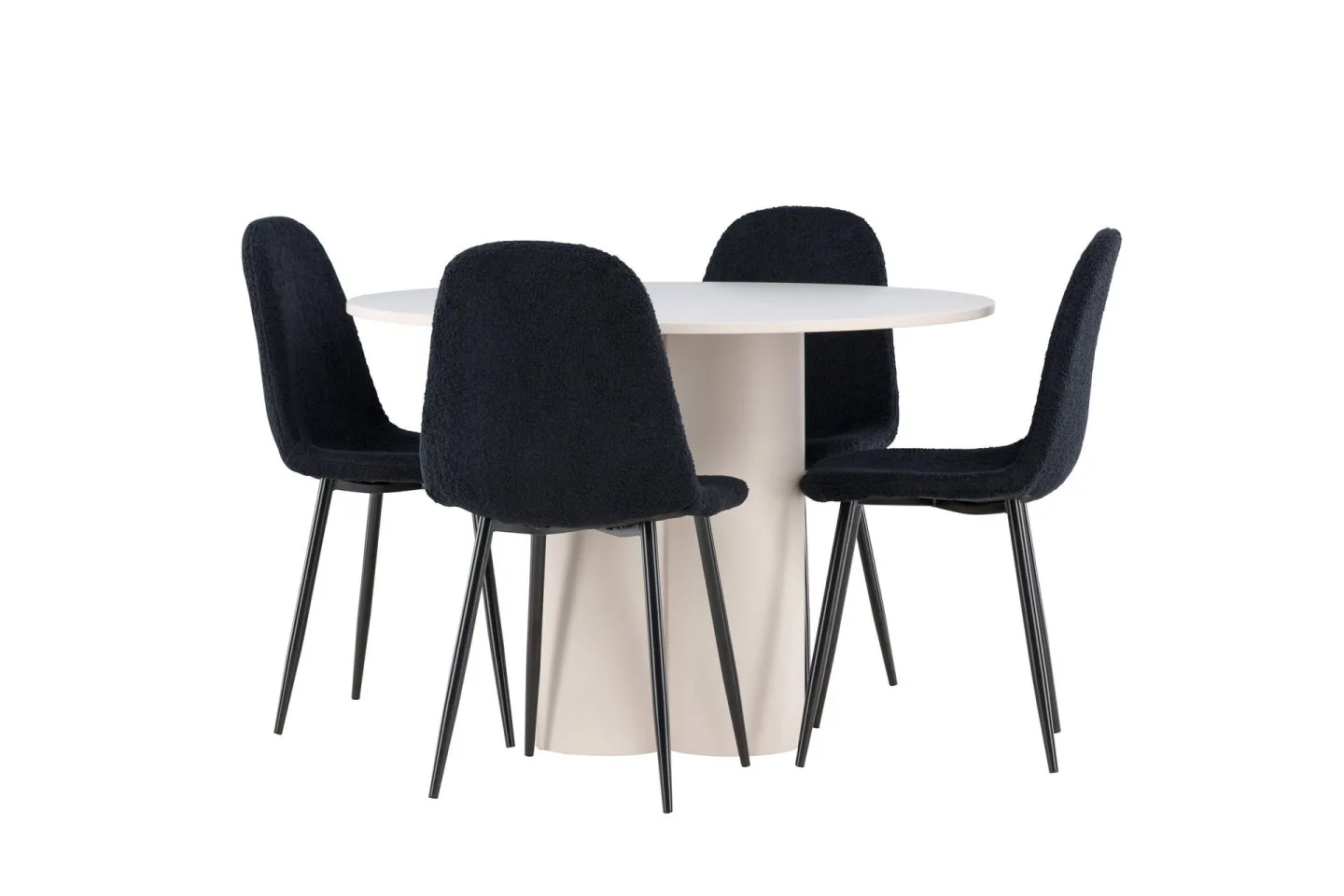 Olivia Matgrupp 110 cm Rund med 4 Polar stolar - Beige/Svart