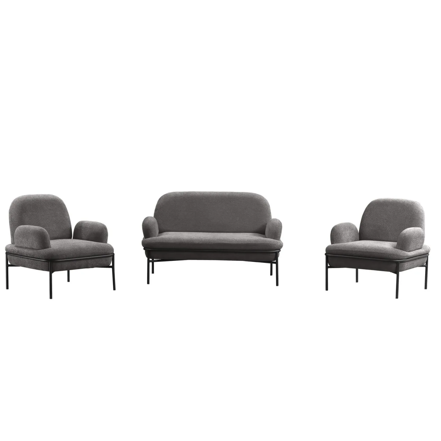 Zyricus Soffgrupp 2-sits Soffa + 2 Fåtöljer Teddy - Grå