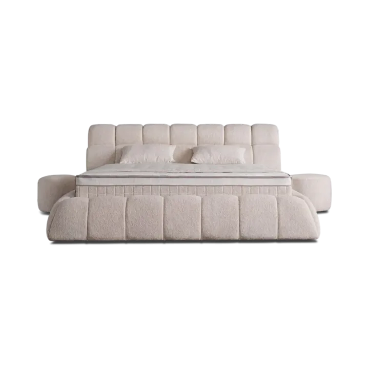 Premium Boxspringbett 140×200 komplett mit Matratze, Topper & Bettkasten, Bouclé Creme, Claudi