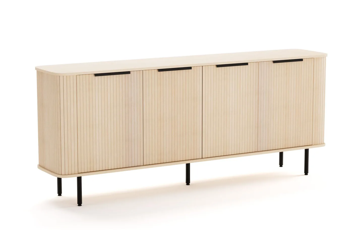 Kopparbo Ribbad Sideboard med Förvaring - Vitlaserad / Ljus Ek / Trä