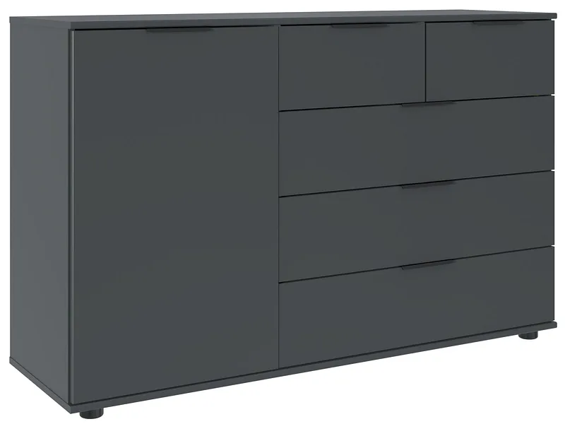 Kommode MIDNIGHT 1 Tür 5 Schubladen 41x130x83cm grafit melamin