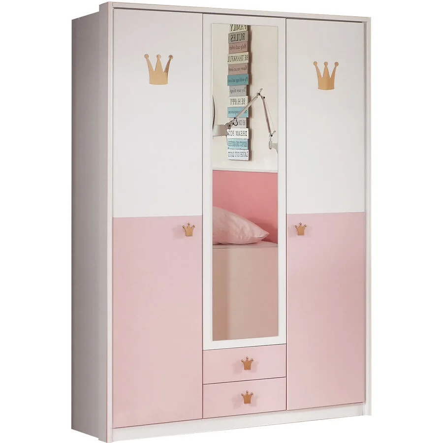 Kleiderschrank Cindra weiss/rosé Holzwerkstoff B 139 cm