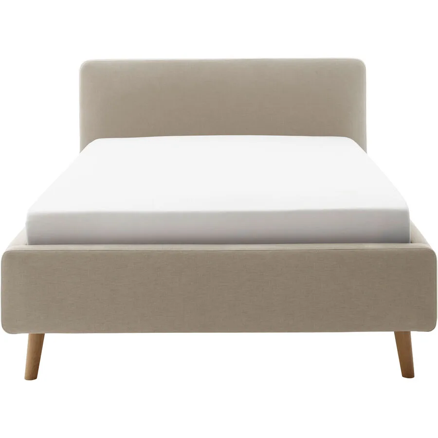 Bett Senja taupe Stoff 120 x 200 cm