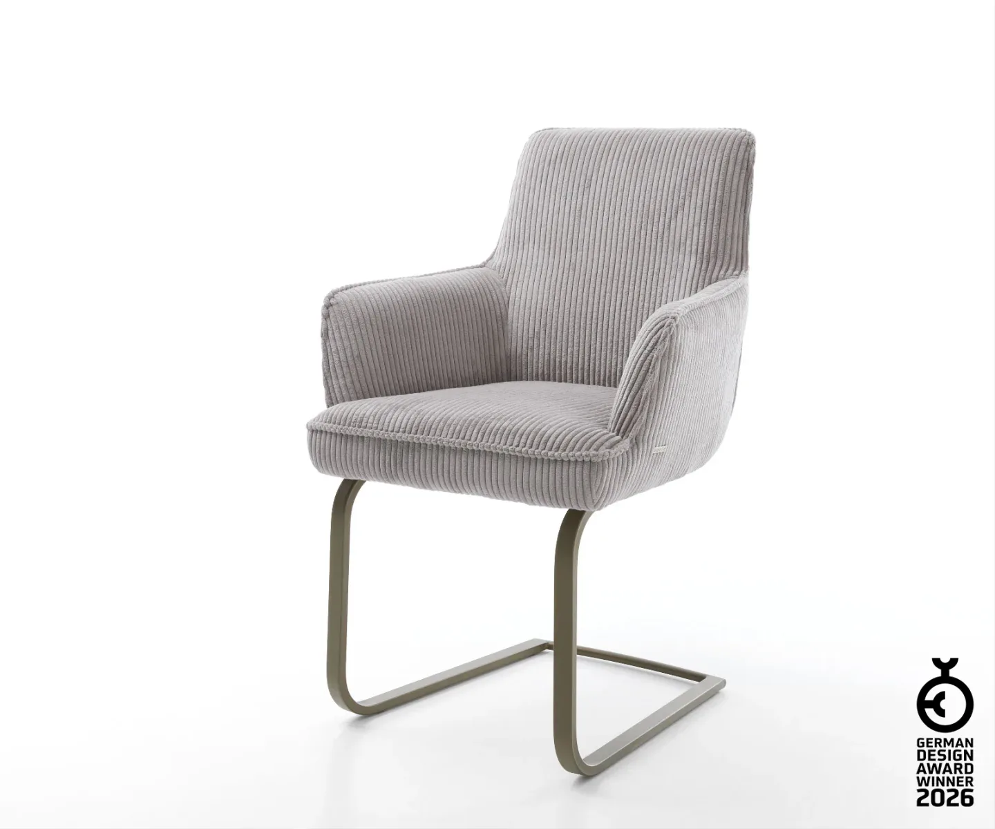 Freischwinger Heira-Flex mit Armlehnen Cord Silbergrau Freischwinger flach Effektfinish Titan Taschenfederkern