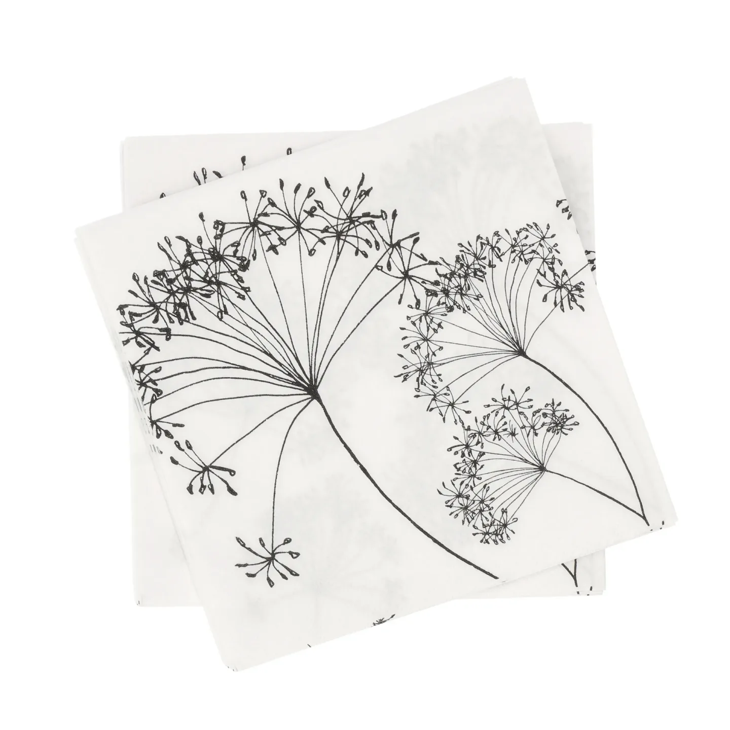 Scandi Essentials Botanical Papierserviette Weiß-Schwarz, 20er-Pack, 33x33 cm