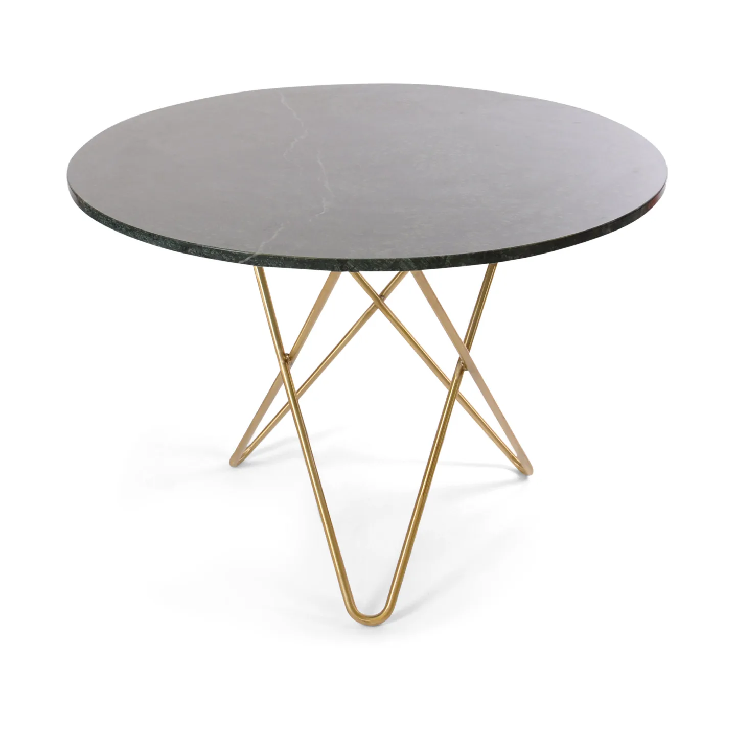 OX Denmarq - O Dining Table Ø100, Brass Frame, Top: Green Marble - Matbord - Dennis Marquart - Grön - Metall/Sten