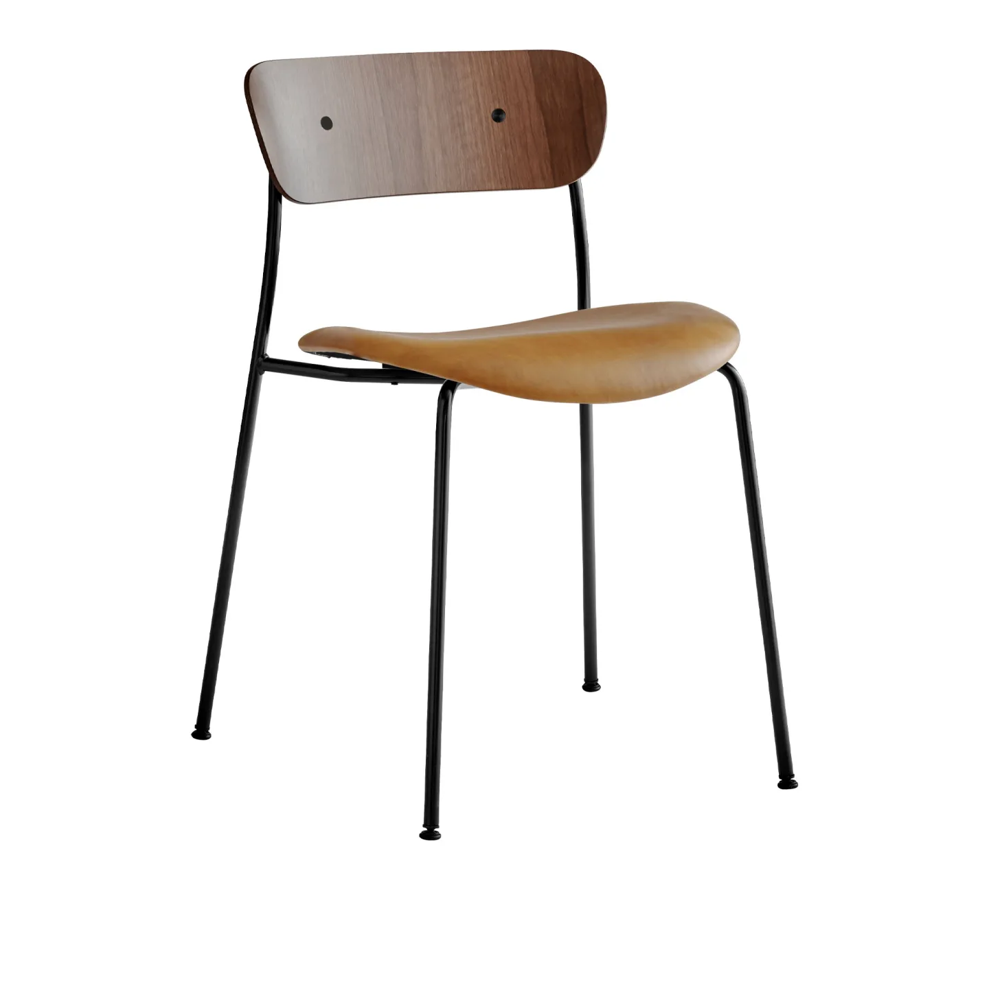 &Tradition - Pavilion AV3, Lacquered Walnut Leather cat.2, Noble Cognac - Matstolar - Anderssen & Voll - Metall/Trä