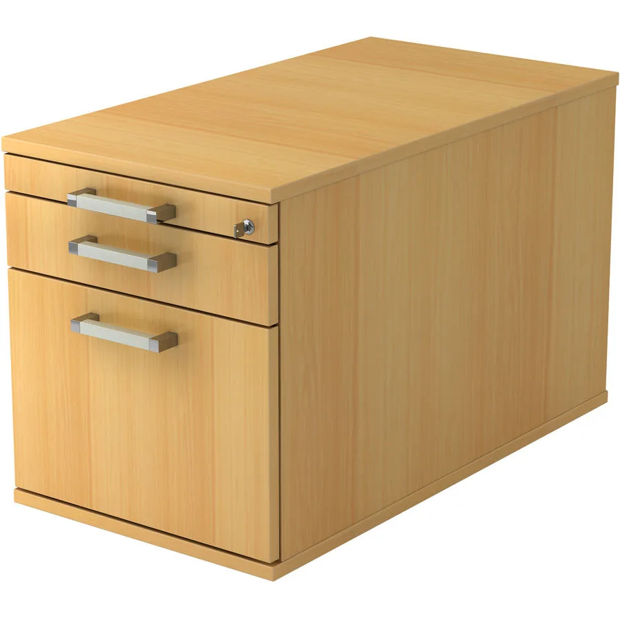 Rollcontainer Office Buche Dekor/Chrom Holzwerkstoff/Metall B 42.8 cm H 51.2 cm