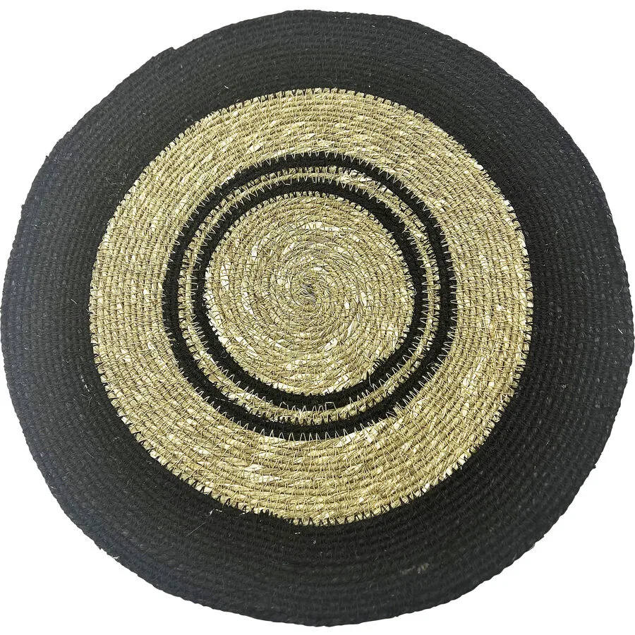 Tischwäsche Amy natur/schwarz Jute Rund B 35 cm