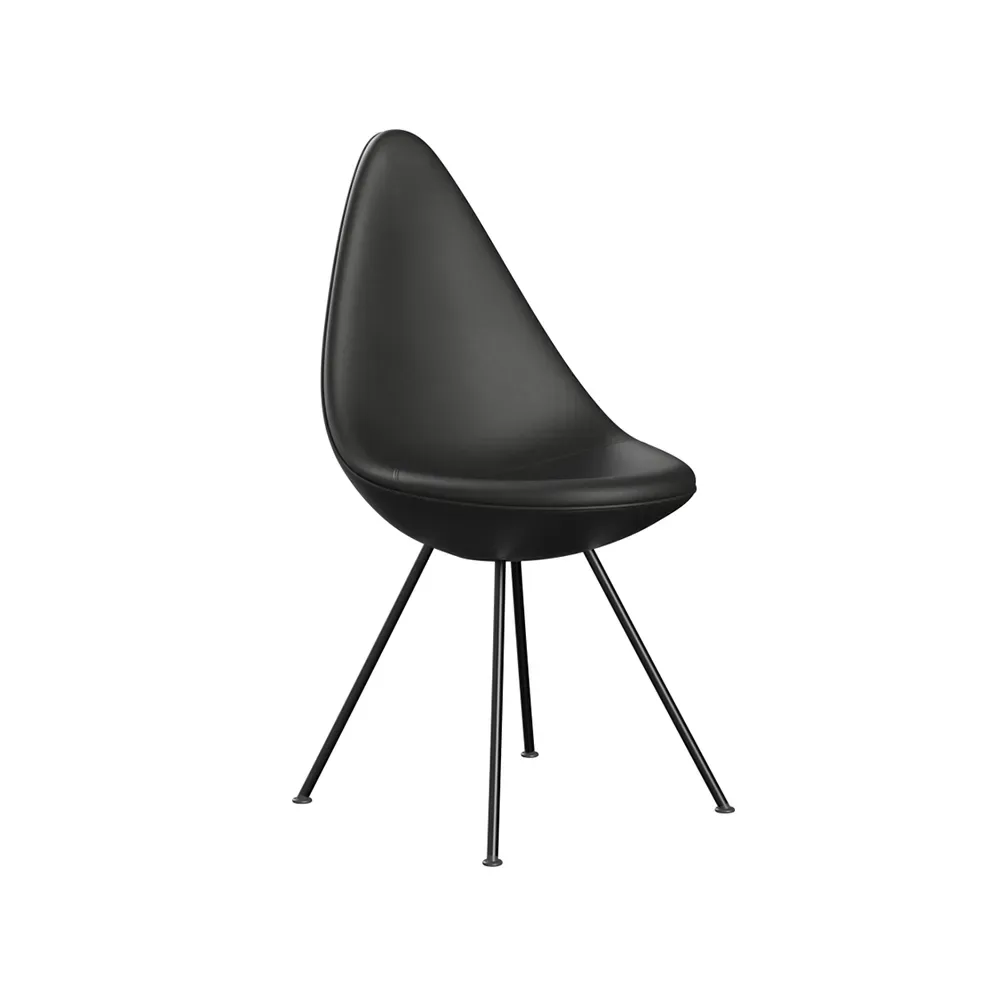 Fritz Hansen Droppen 3110 Helklädd stol Leather essential black-black
