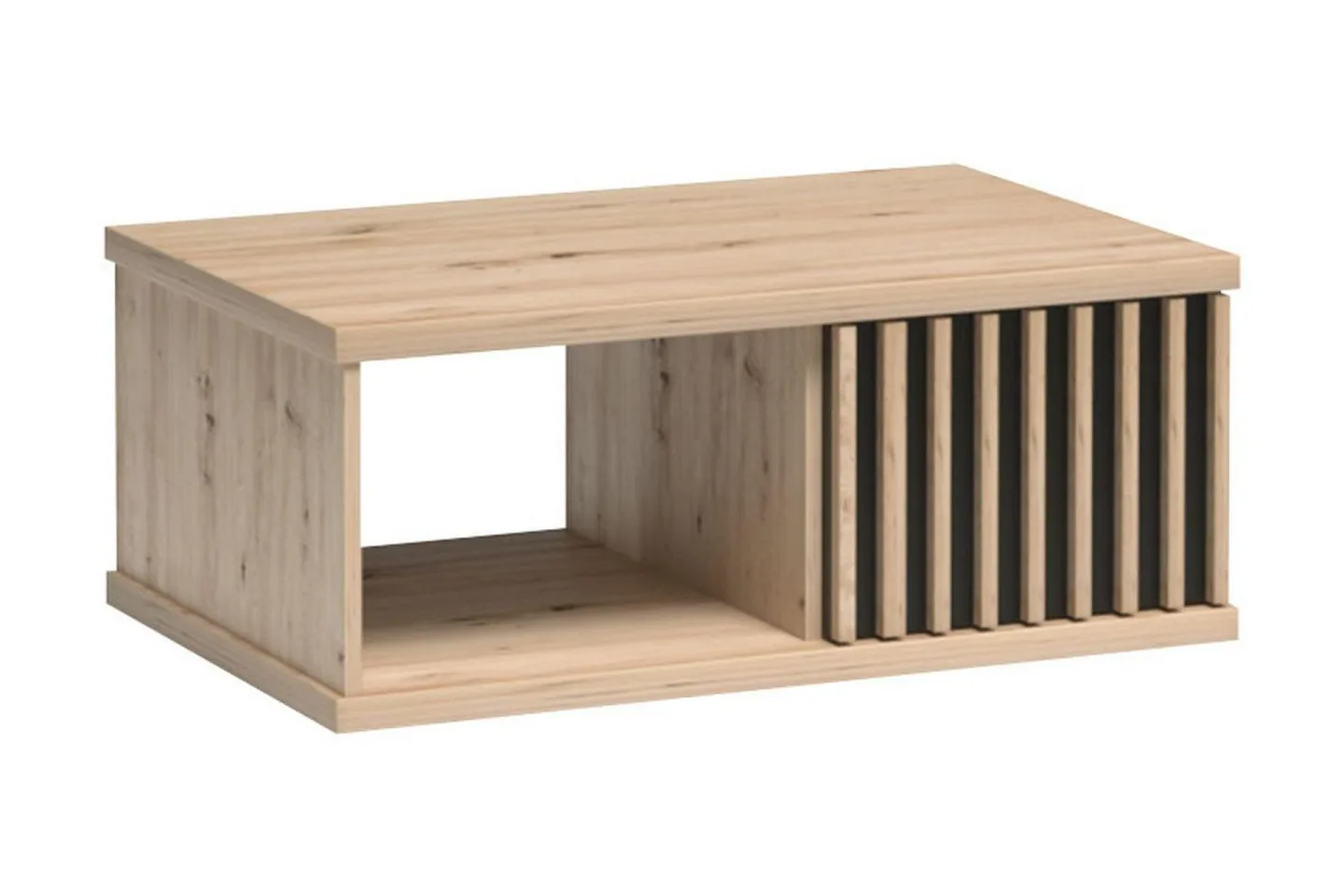 Aldbrough Soffbord 90 cm med Förvaring Hylla + Låda - Trä/Svart