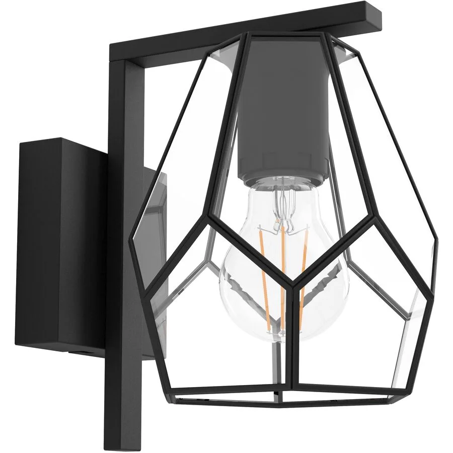 Eglo Wandlampe Mardyke Schwarz/klar Glas/Stahl