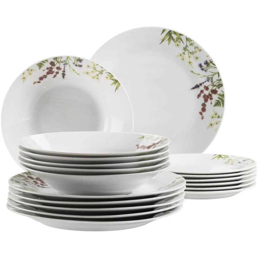 MÄSER Teller-Set Herbal Garden Weiss Porzellan