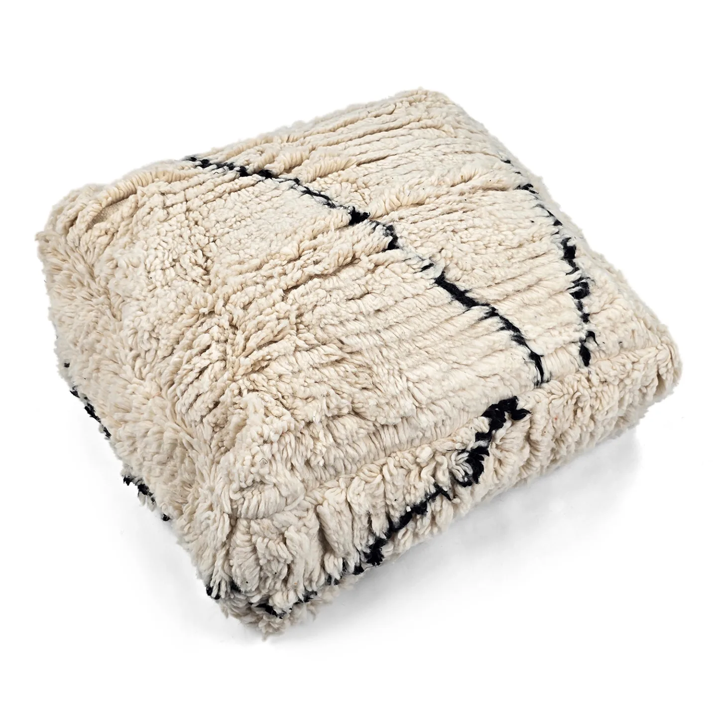 Sittepuff - Marokkansk Beni Ourain 046 (Størrelse: 60 x 60 cm)
