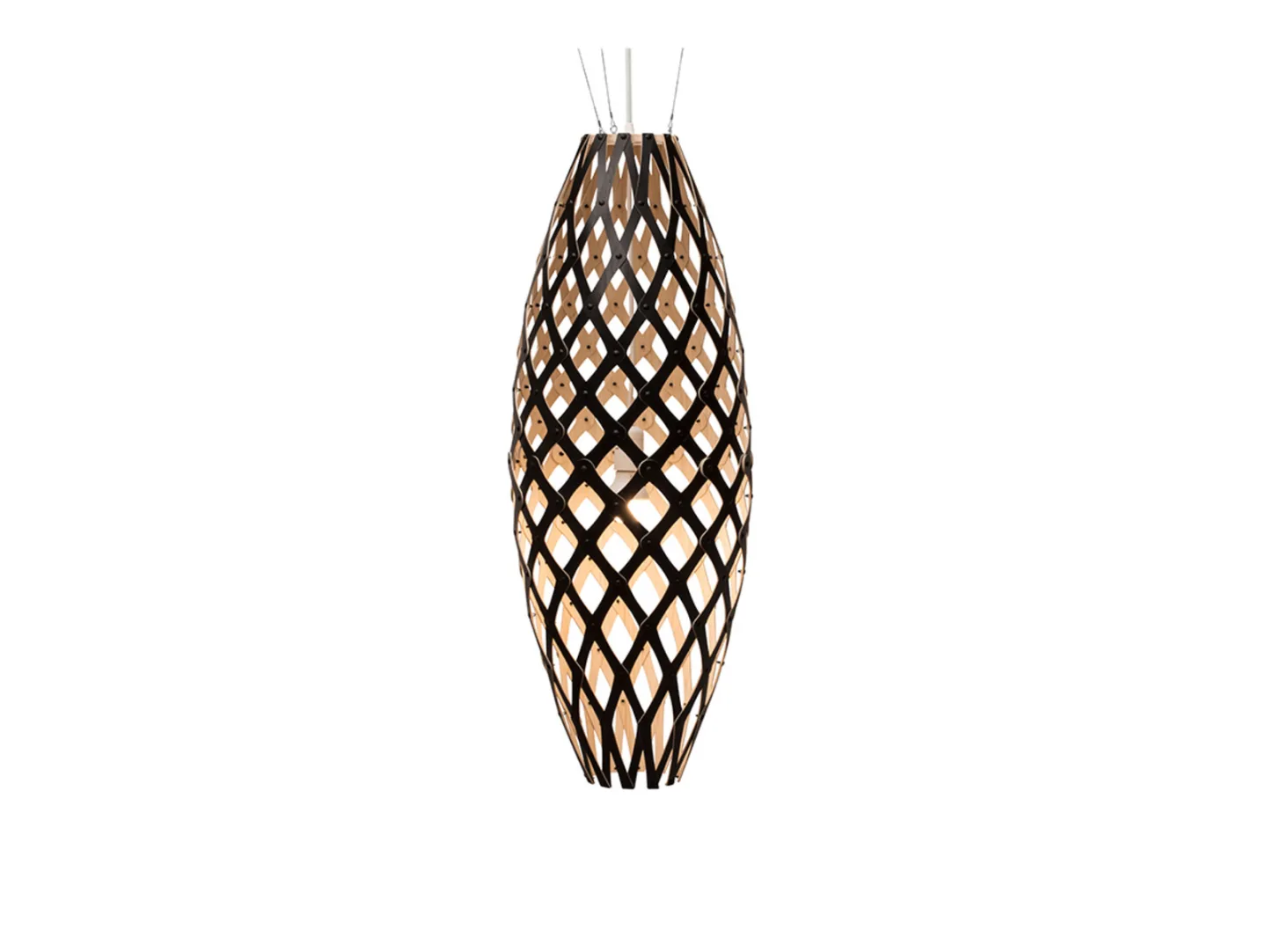 Hinaki Pendelleuchte H140 Schwarz 1 Seite - David Trubridge - Wohnzimmer - Bambus