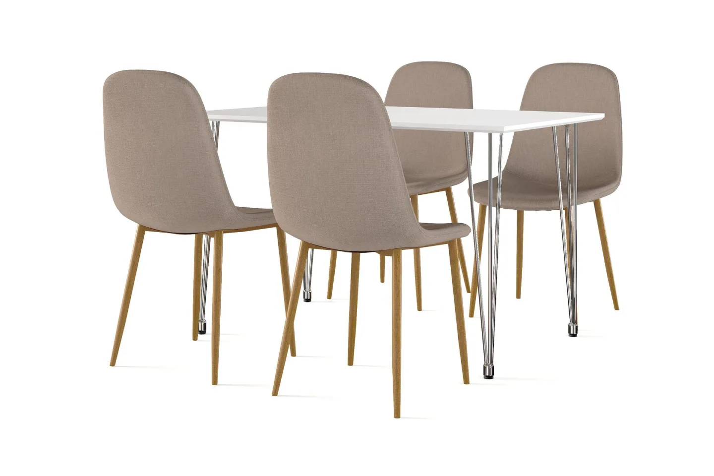 Kronblom Matbord 120 cm + 4 st Nibe stol brun med ek ben - Vit/Brun