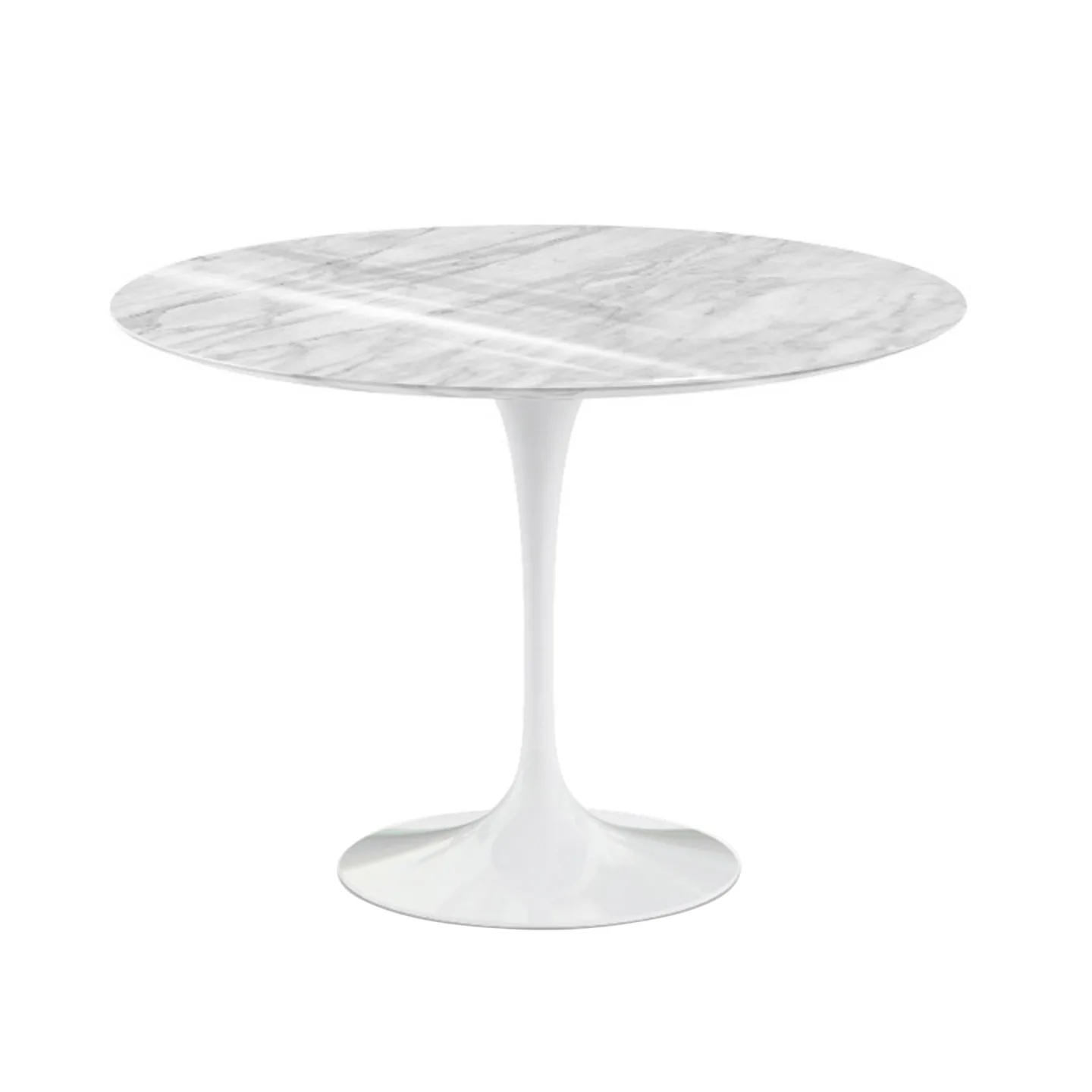 Knoll - Saarinen Round Table - Matbord, Ø 107 cm, Vitt underrede, skiva i glansig Statuarietto marmor - Matbord - Eero Saarinen