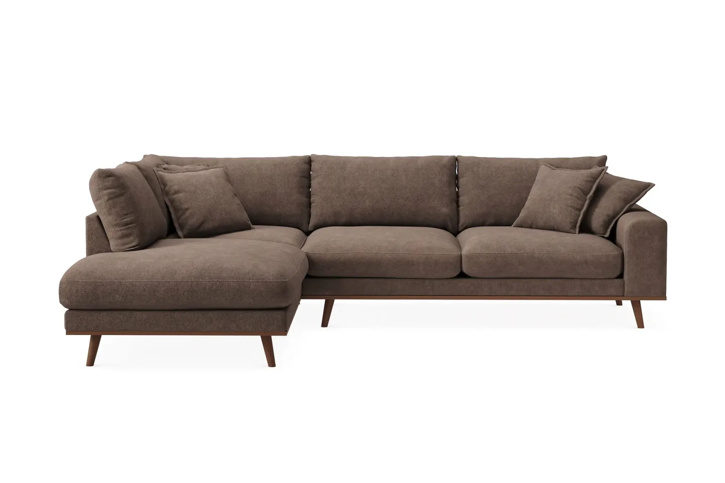 Copenhagen Premium 4-sits Vänstervänd L-formad Djup Schäslongsoffa i Tyg - Mörkbrun