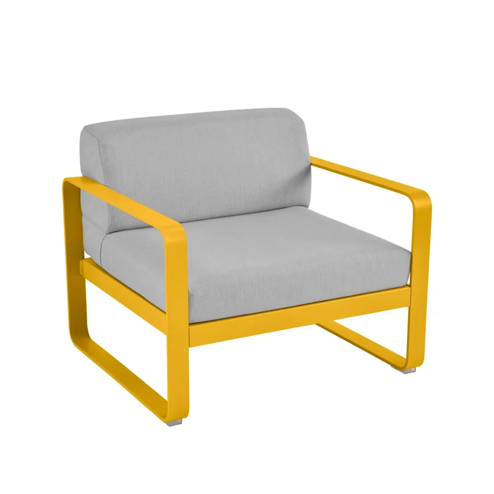 Fermob Bellevie fåtölj Honey (gul), flannel grey dyna