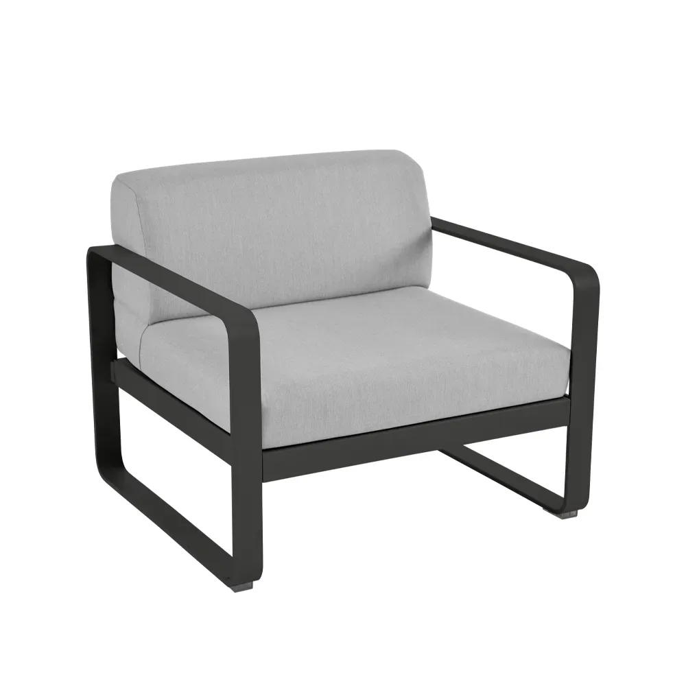 Fermob Bellevie fåtölj Liquorice (svart), flannel grey dyna