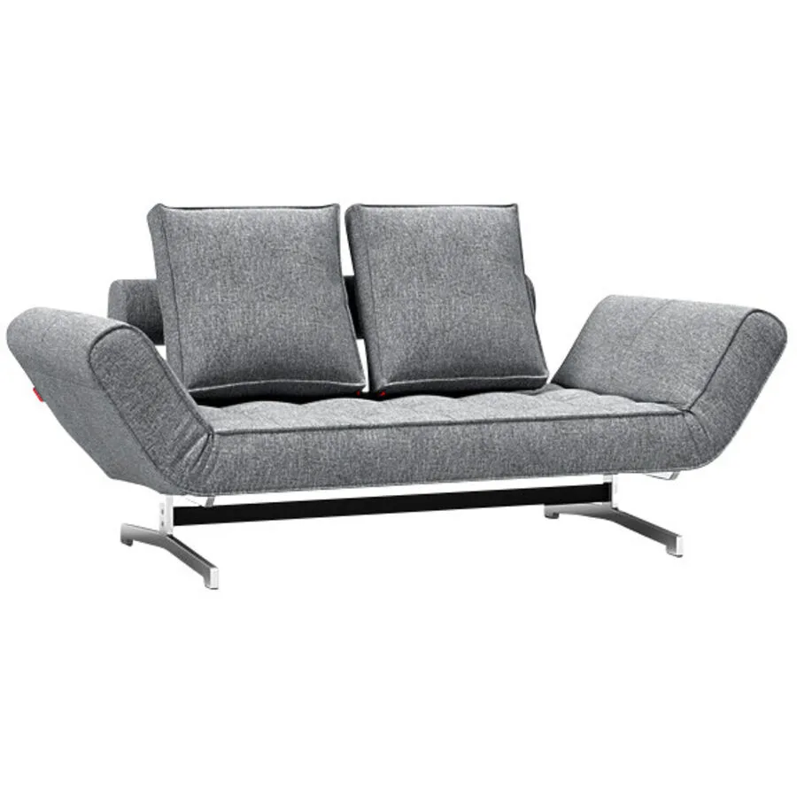 Innovation Bettsofa Ghia Grau, Silber Stoff, Metall B 210 T 80 cm