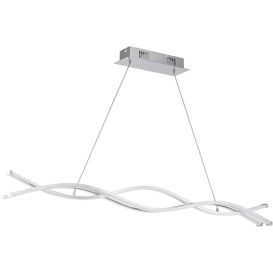 Pendellampe Lasana 2 Weiss/Grau Aluminium/Kunststoff/Stahl 100 cm 120 cm - Farbe: chrom/weiss - LED - Lichtfarbe: Warmweiss - Material: