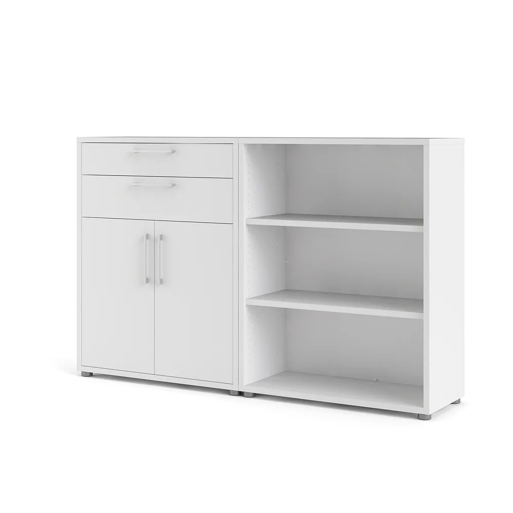 Prisme Büroregal 2 Schubladen, 2 Türen und 2 Ablagen weiss