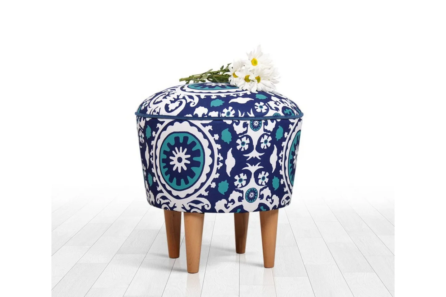Debesis Sittpuff 42 cm - Blå/Vit