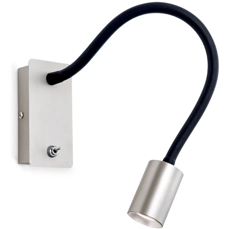 Wandlampe Kurt Grau Stahl 46 cm - Farbe: Nickel satiniert - Lichtfarbe: Warmweiss