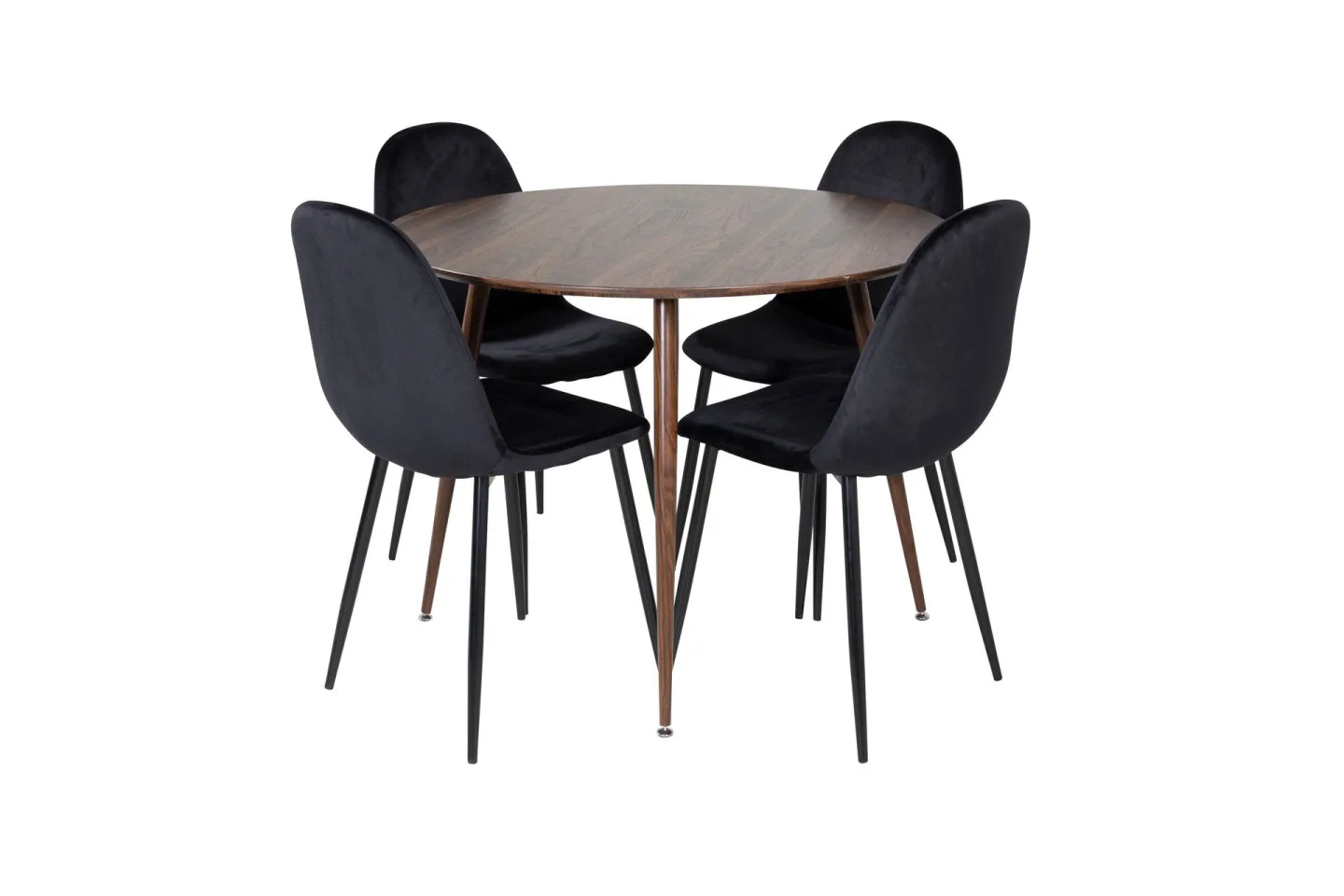 Plaza Matgrupp 100 cm Rund med 4 Polar stolar - Svart