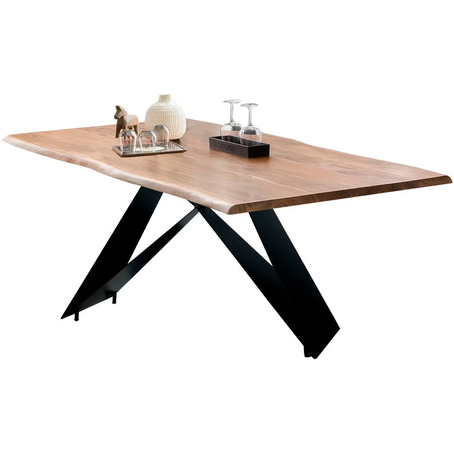 Esstisch Ruoka natur/schwarz Akazie B 200 T 100 cm