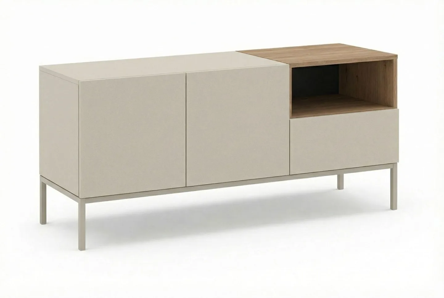 Morlen Tv-Bänk 140 cm - Santstone och naturlig ek