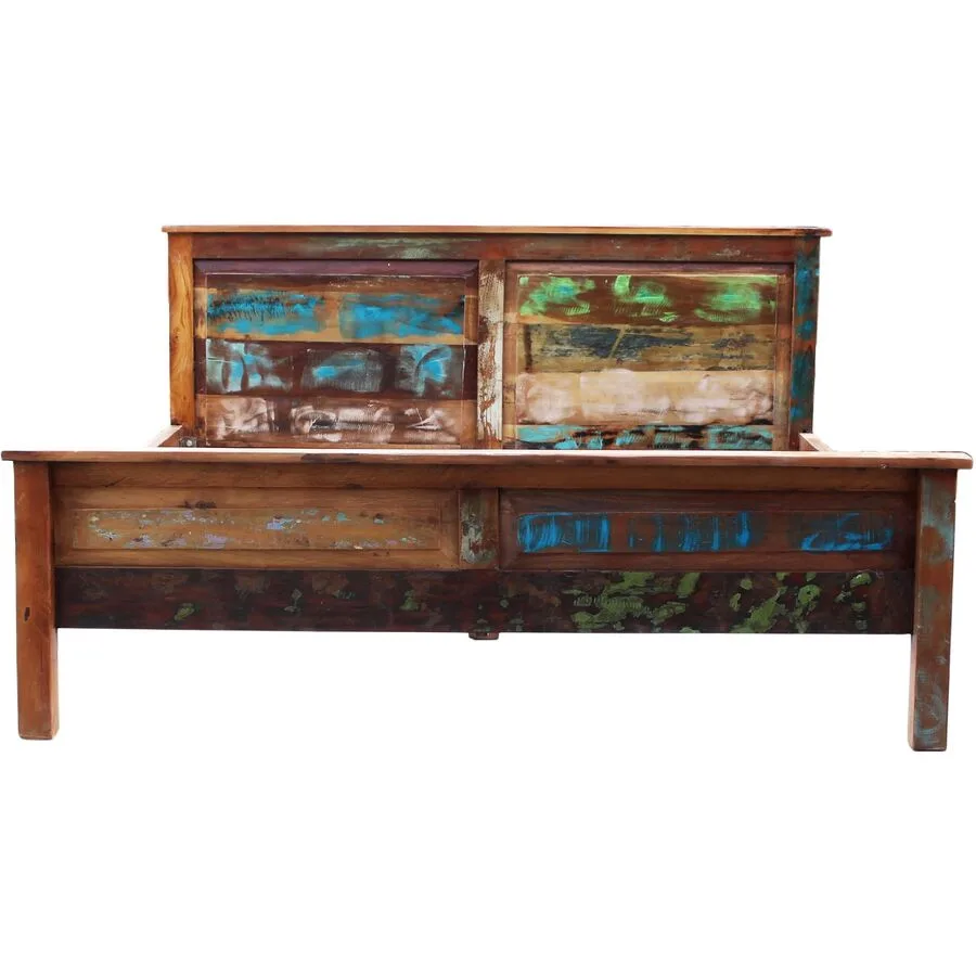 Bett South Bunt Recycletes Holz Massivholz 180 x 200 cm