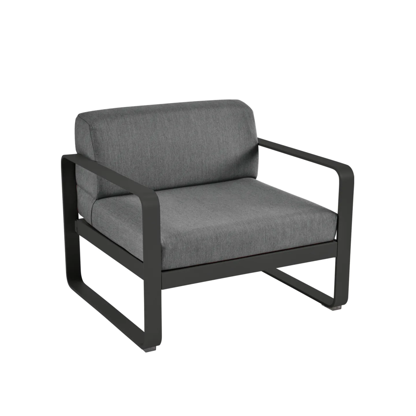 Fermob - Bellevie Armchair Graphite Grey Cushions, Liquorice - Fåtöljer utomhus - Pagnon & Pelhaître - Svart - Metall/Plast
