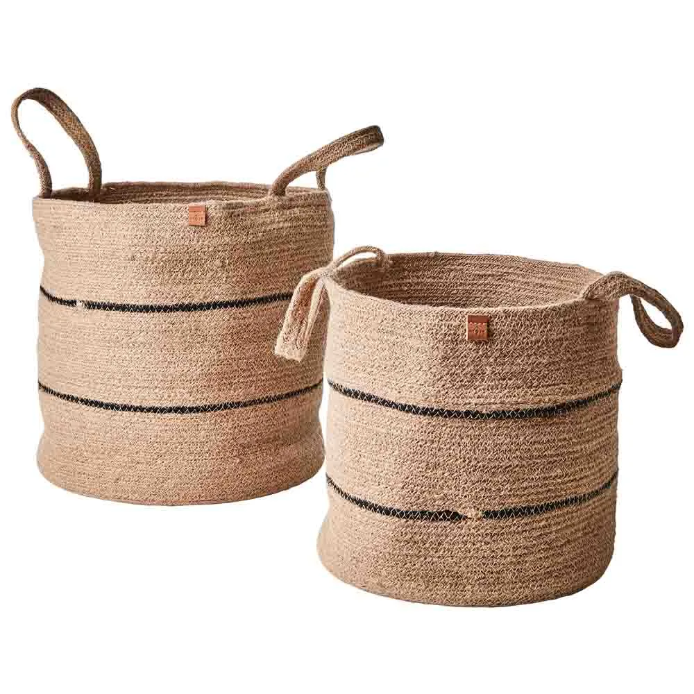 Korgset Jute 2 set Natur/ Svart