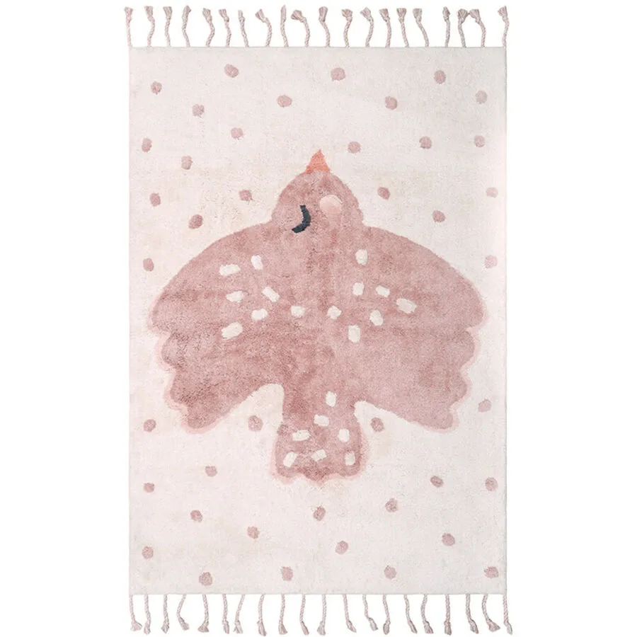Kinderteppich Valto pink Baumwolle Tiermuster 100 x 150 cm