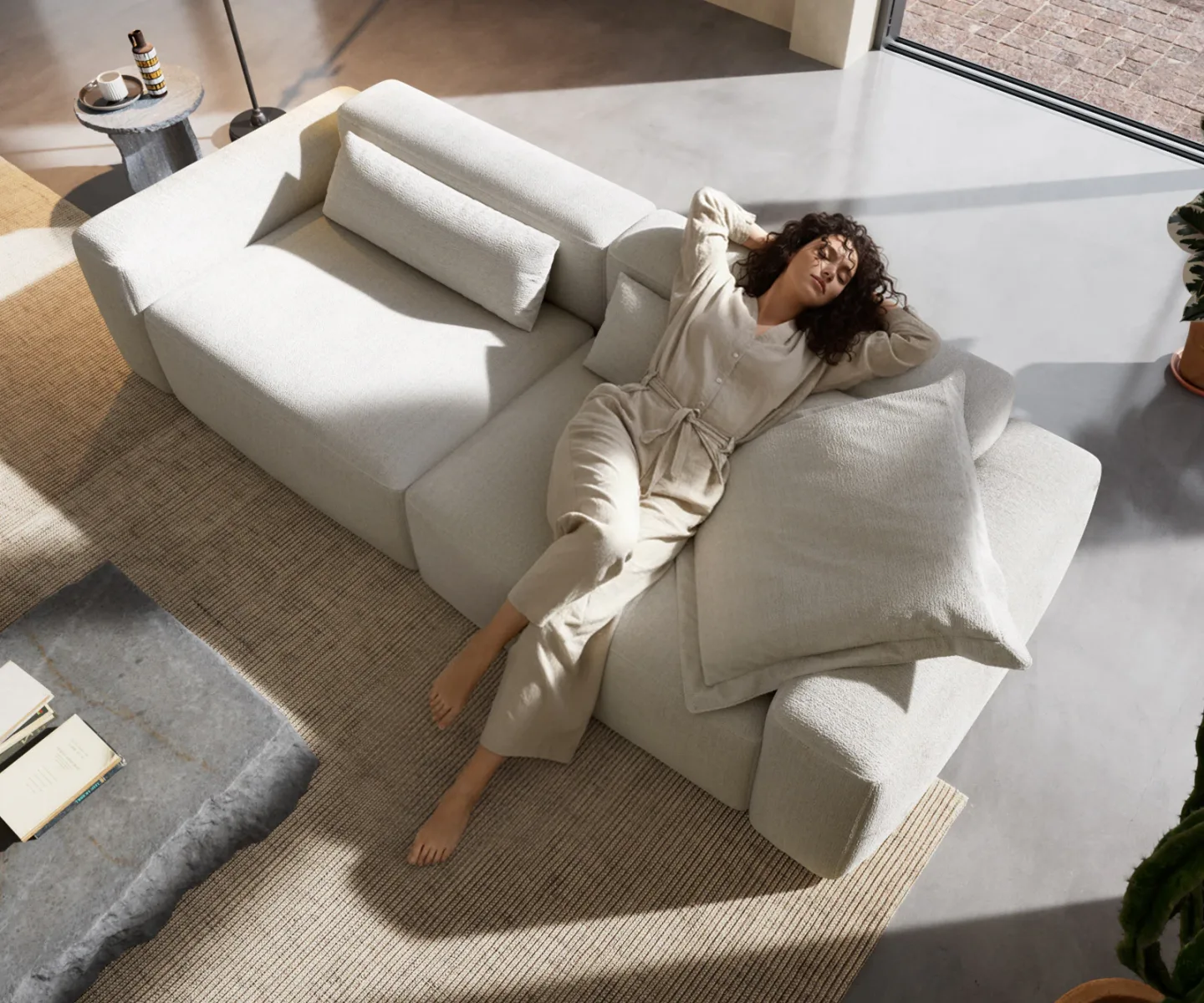 Big-Sofa Freestyle Pure 280x110 cm Bouclé Soft Beige