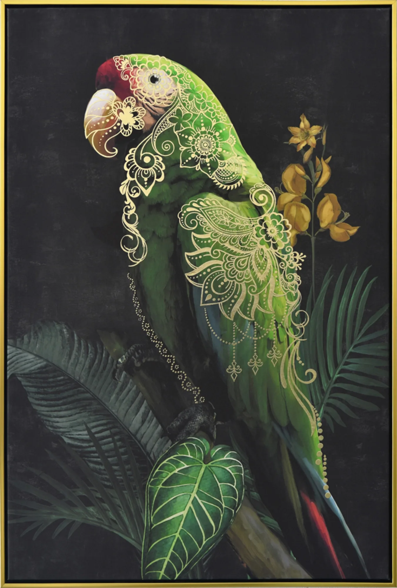 image LAND Gemälde Grüner Ornament-Ara | Schubiger Möbel