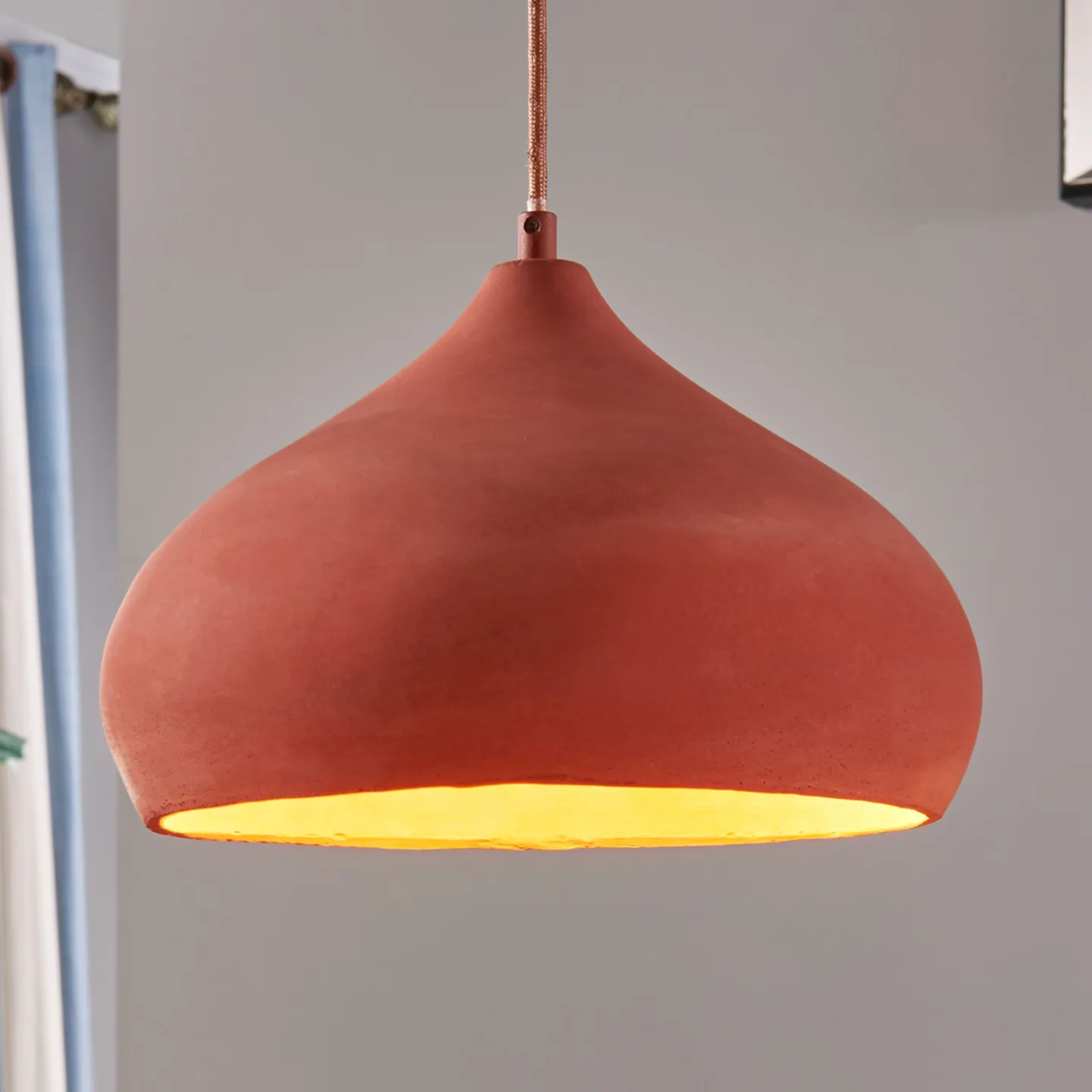 Fiona Pendelleuchte Terracotta - Lindby - Wohnzimmer - Mediterran - Beton - Einflammig