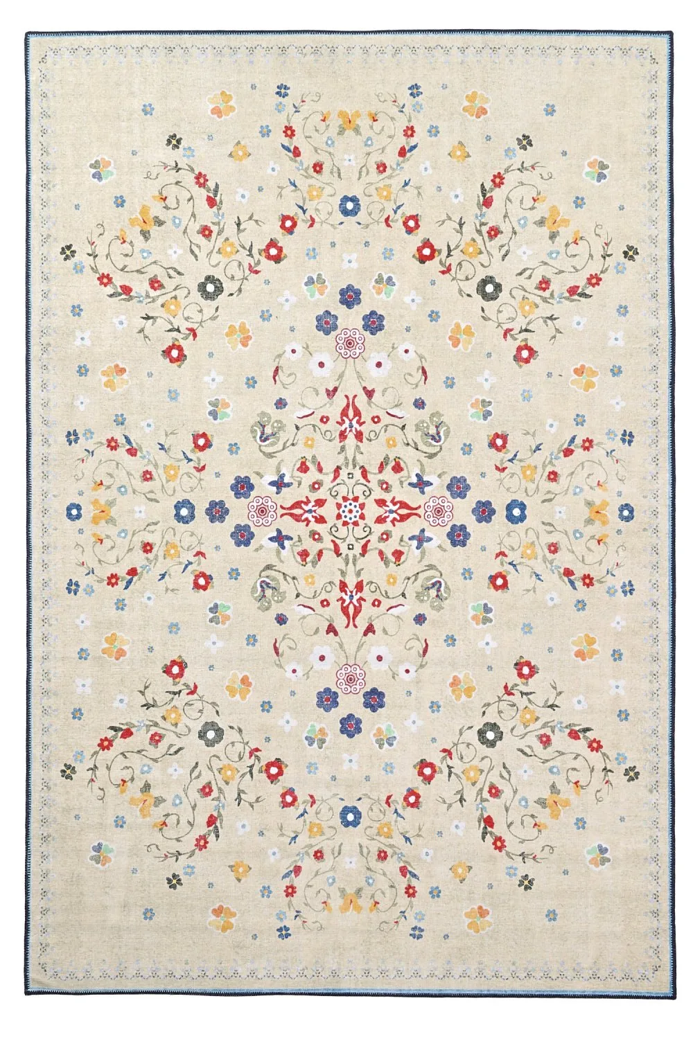 Flatvevd teppe - Nabilar (krem) (Størrelse: 190 x 280 cm)