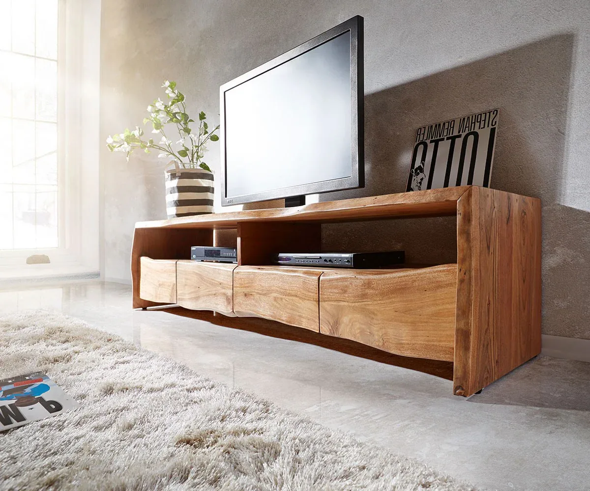 Lowboard Live-Edge 230 cm Akazie Natur massiv 4 Schübe
