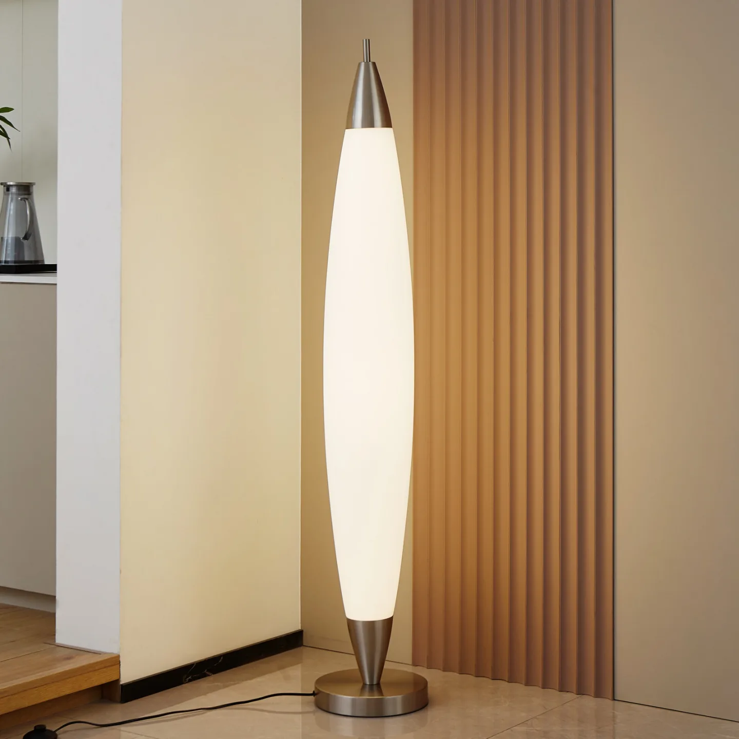 Tarell LED Stehleuchte H146 Dim. Weiß/Nikkel - Lucande - Wohnzimmer - Modern - Kunststoff - Einflammig