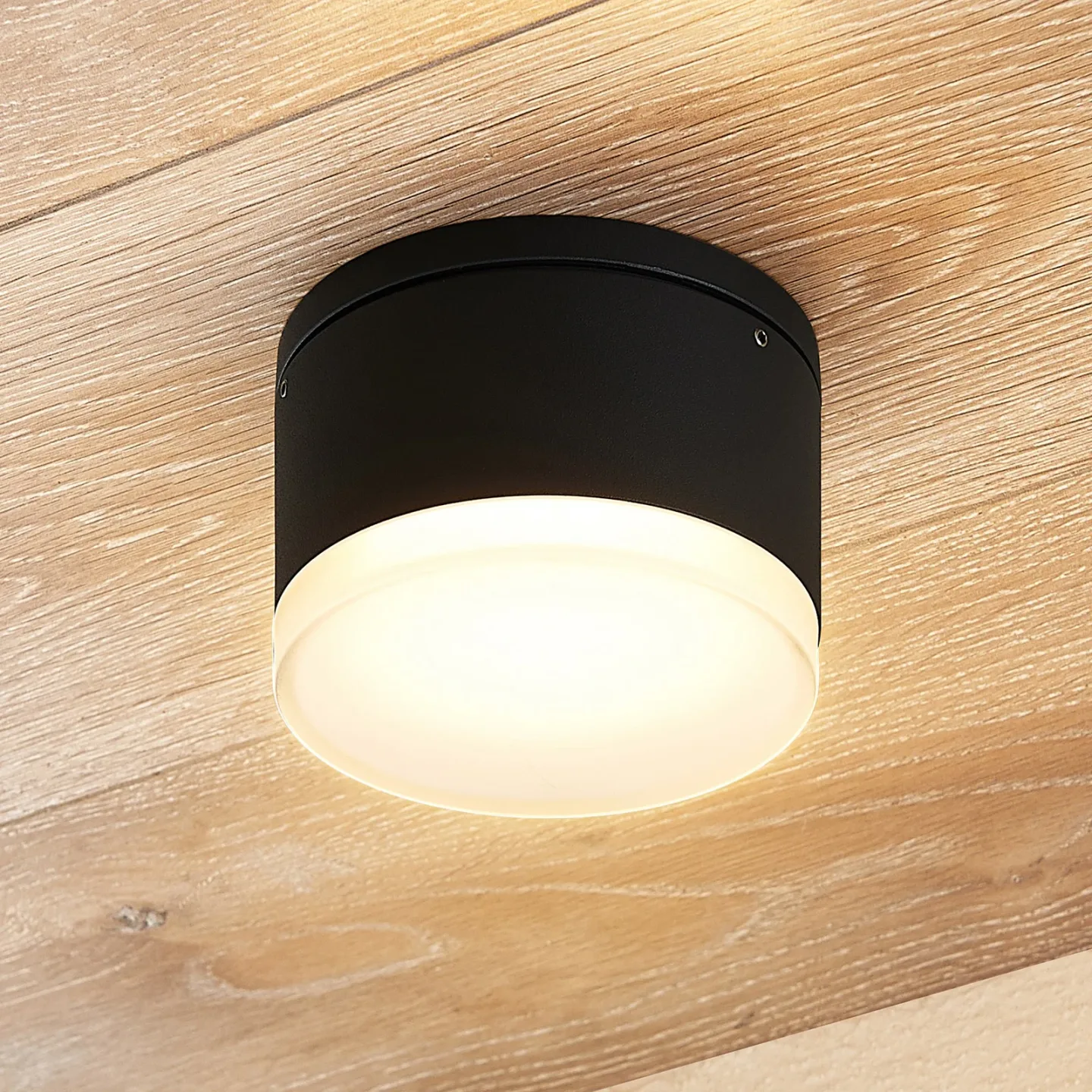 Mathea Round LED-utomhustaklampa, mörkgrå – Lindby - Modern - Metall - Rund