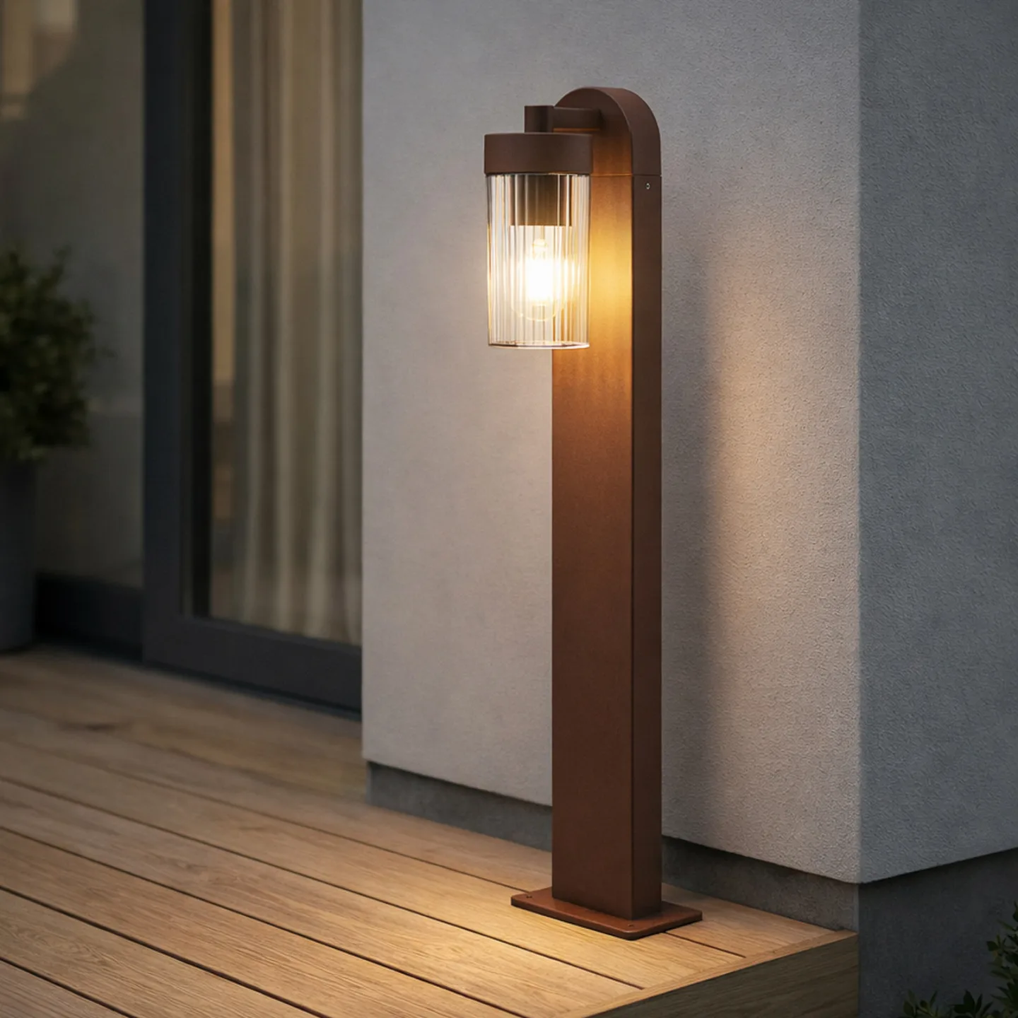Kaliro vejlampe, 60 cm, rust, IP54, E27 - Lindby - Terrasse - Moderne - Aluminium - Med én lyskilde
