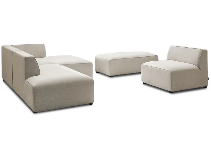 Ecksofa mit Hocker BOBOCHIC MEGEVE Stoff chiniert beige