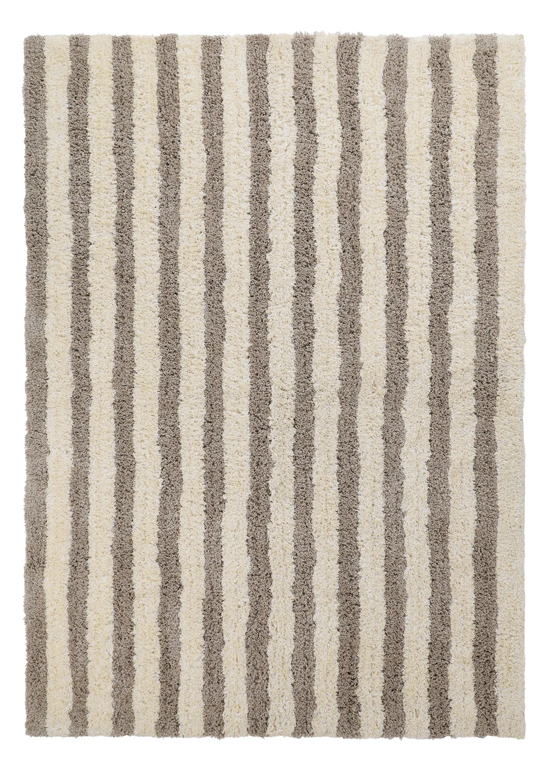 Ryetepper - Thira Stripe Cotton Shaggy (kermanvärinen/taupe) (Størrelse: 200 x 290 cm)