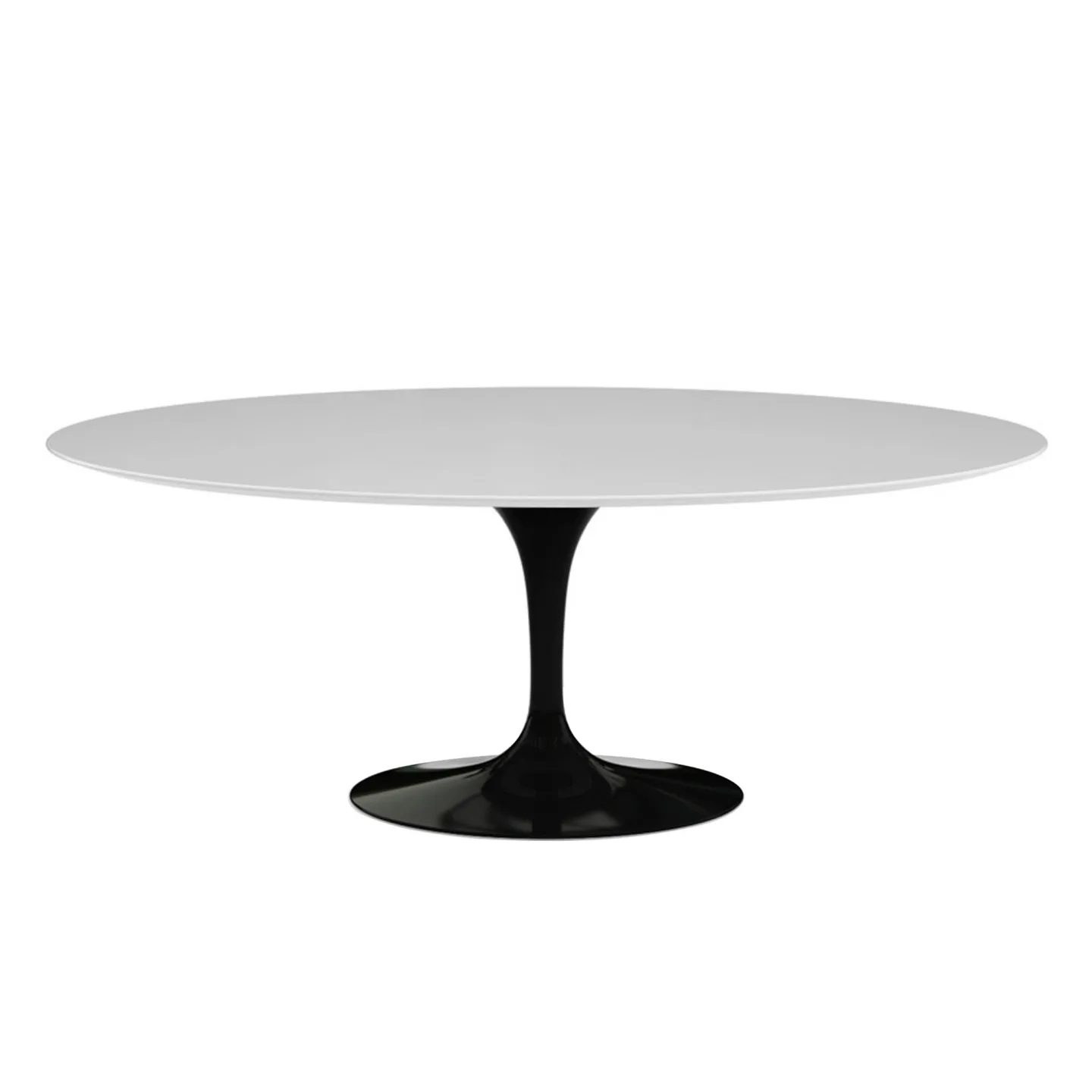 Knoll - Saarinen Oval Table - Matbord, 198 x 121 cm, Svart underrede, skiva i Vit laminat - Matbord - Eero Saarinen - Vit - Laminat/Metall