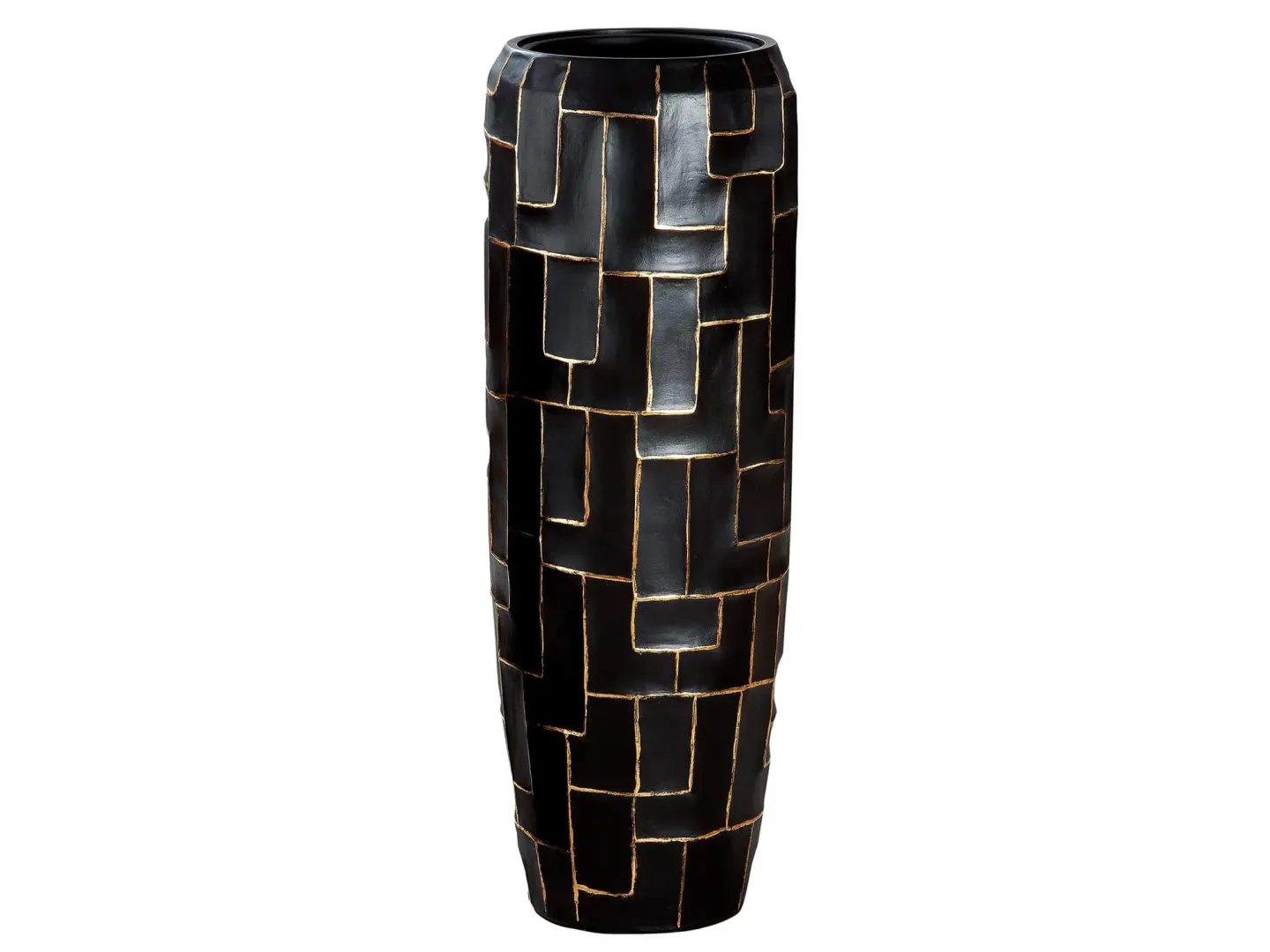Gilde Gefäss Tetris Schwarz-Gold H: 98 cm Gelb | Schubiger Möbel