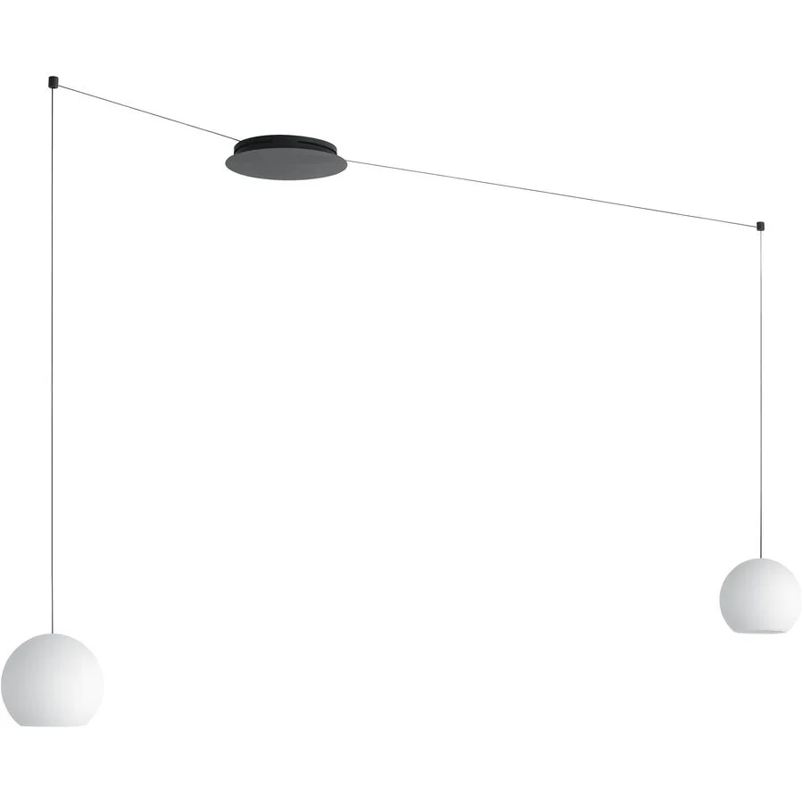 Designer-Pendellampe Bankamp Globe schwarz 2 D 19 cm - Material: Aluminium/Acryl - LED - Lichtfarbe: Extra warmweiss - LED Energiesparlampen