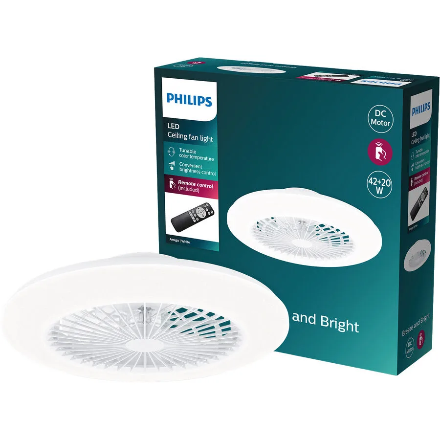 Ventilator Philips Weiss Kunststoff/Metall - LED - Lichtfarbe: Extra warmweiss - Helles Neutralweiss